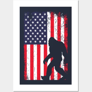 Bigfoot USA Flag Posters and Art